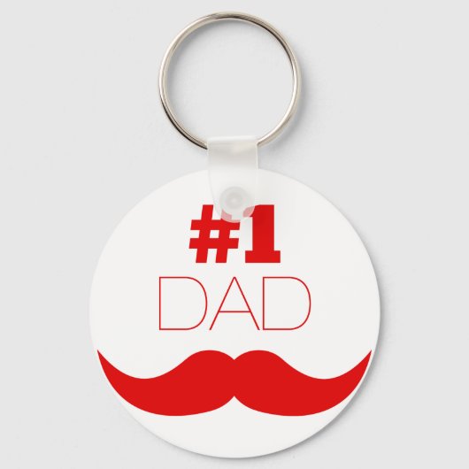 #1 Pap Red Mustache - Nummer 1 Sleutelhanger (Voorkant)