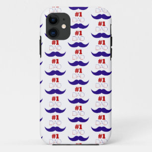 #1 Pap Red White en Blue Mustache - Nummer 1 iPhone 11 Hoesje
