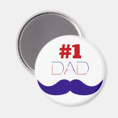 #1 Pap Red White en Blue Mustache - Nummer 1 Magneet (Voorkant / Achterkant)
