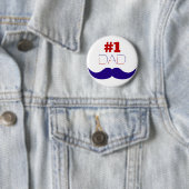 #1 Pap Red White en Blue Mustache - Nummer 1 Ronde Button 5,7 Cm (In situ)