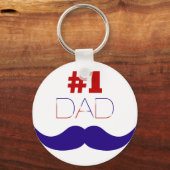 #1 Pap Red White en Blue Mustache - Nummer 1 Sleutelhanger (Voorkant)