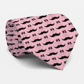 #1 Pap Roze en zwarte snor - Nummer Een Stropdas (Opgerold)