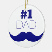 #1 Papa Blauwe Snor - Nummer Eén Keramisch Ornament (Links)