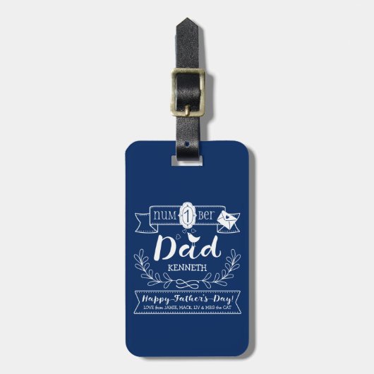 1 Papa Cute Monogram van uw vader Bagagelabel (Voorkant verticaal)