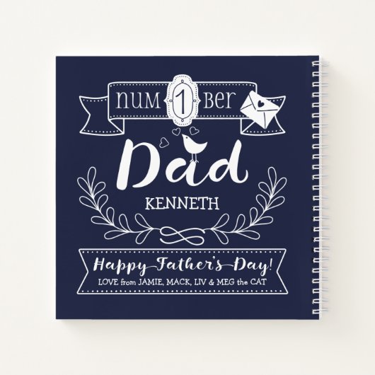 1 Papa Cute Monogram van uw vader Notitieboek (Achterkant)