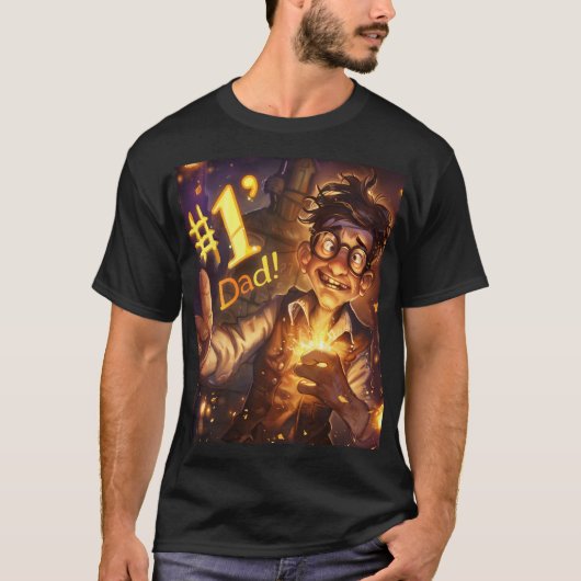 #1 Papa digitale kunst T-shirt (Voorkant)