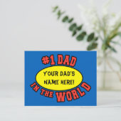 #1 Papa in de wereld aanpassen Vaderdag Briefkaart (Staand voorkant)