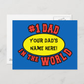 #1 Papa in de wereld aanpassen Vaderdag Briefkaart (Voorkant / Achterkant)