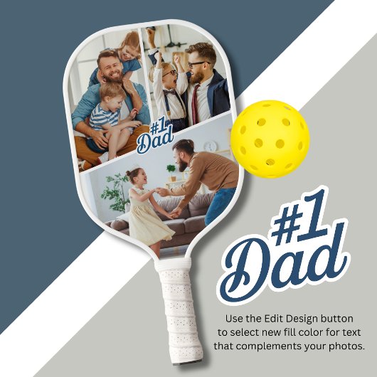 #1 Papa met 3 foto's Tweezijdig Pickleball Paddle
