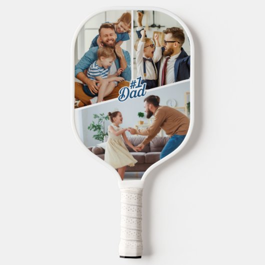 #1 Papa met 3 foto's Tweezijdig Pickleball Paddle (Achterkant)