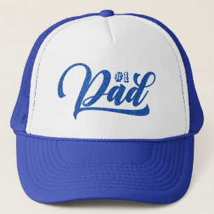 #1 Papa - Moderne blauwe typografie Trucker Pet