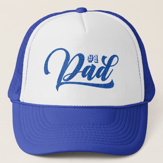 #1 Papa - Moderne blauwe typografie Trucker Pet (Voorkant)