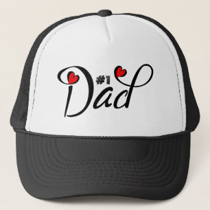 #1 Papa - Moderne zwarte typografie met harten Trucker Pet