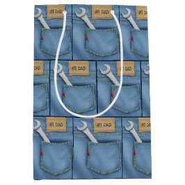 #1 PAPA moersleutel in Jean Pocket Medium Cadeauzakje