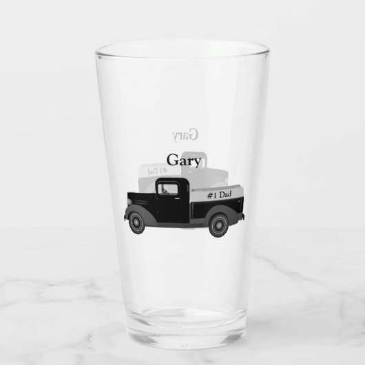 #1 Papa Old Truck Pint Drink bril Glas (Achterkant)