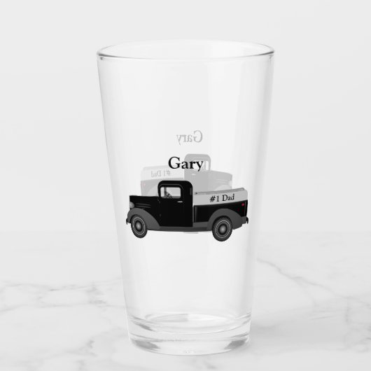 #1 Papa Old Truck Pint Drink bril Glas (Voorkant)