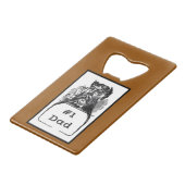 #1 Papa tekening Creditkaart Flessenopener (Voorkant Gekanteld)