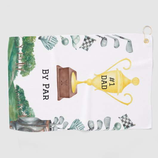 #1 Papa van Par Golf Towel Golfhanddoek (Horizontaal)