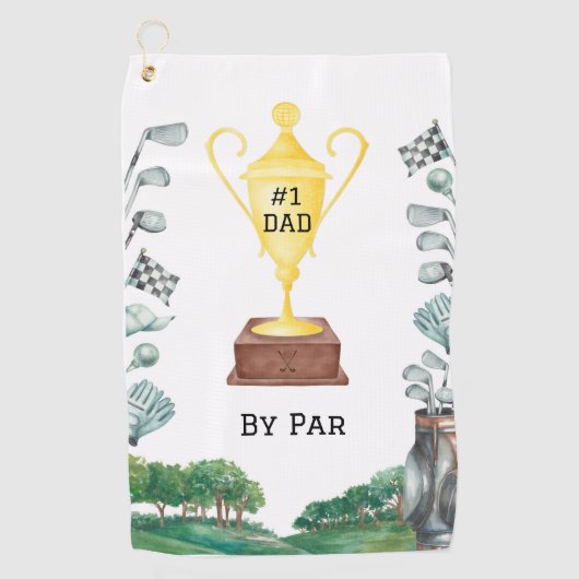 #1 Papa van Par Golf Towel Golfhanddoek (Voorkant)