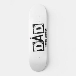 #1 Papa zwart en wit gepersonaliseerd Persoonlijk Skateboard