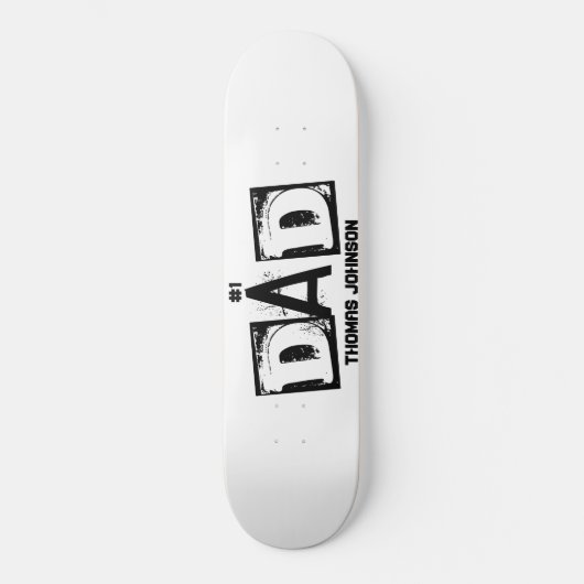 #1 Papa zwart en wit gepersonaliseerd Persoonlijk Skateboard (Voorkant)