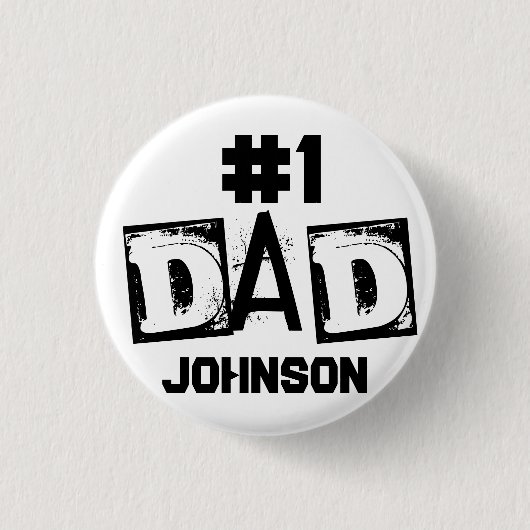 #1 Papa zwart en wit gepersonaliseerd Ronde Button 3,2 Cm (Voorkant)