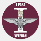 1 Para Parachute Regiment Veteran Circle Sticker (Voorkant)