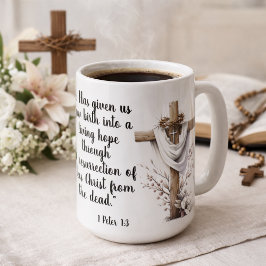 1 Peter 1:3 Living Hope Easter Scripture Art  Koffiemok