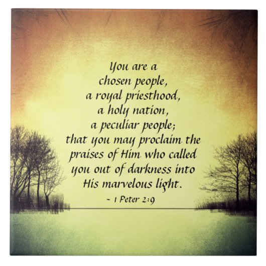 1 Peter 2:9 Je bent een gekozen volk, Bijbel Tegeltje (Voorkant)