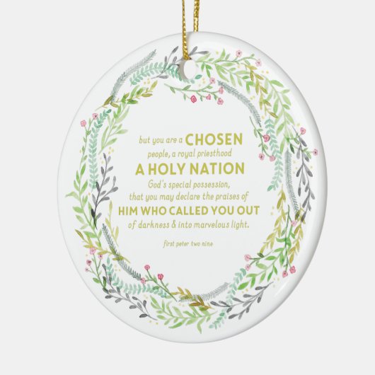 1 Peter 2:9 Keramisch Ornament (Links)