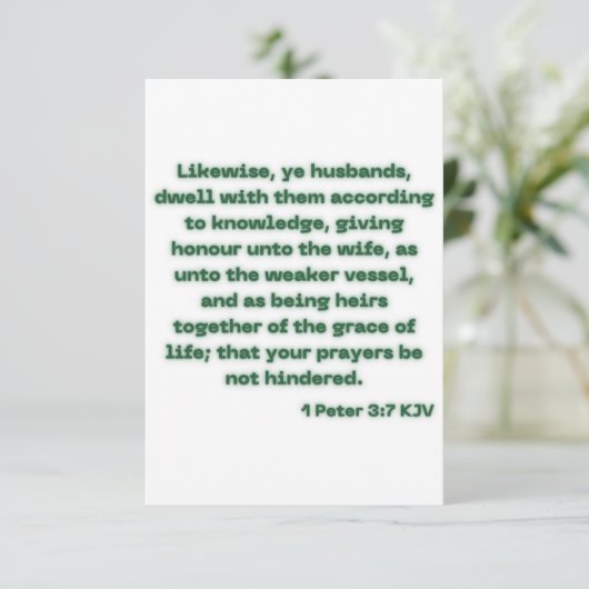 1 Peter 3:7 KJV BijbelscriptWenskaart Kaart (Staand voorkant)
