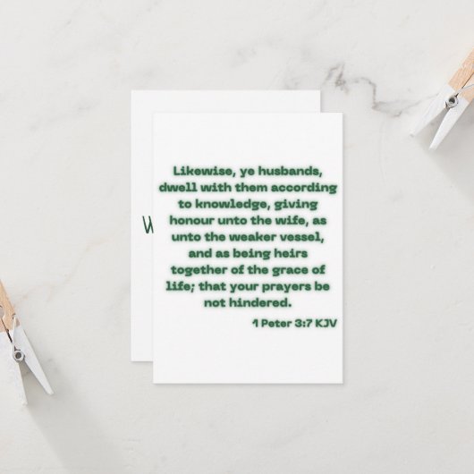 1 Peter 3:7 KJV BijbelscriptWenskaart Kaart (Voorkant / Achterkant in situ)