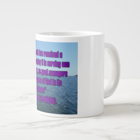 1 Peter 4:10 WEBU Mug Grote Koffiekop (Voorkant rechts)