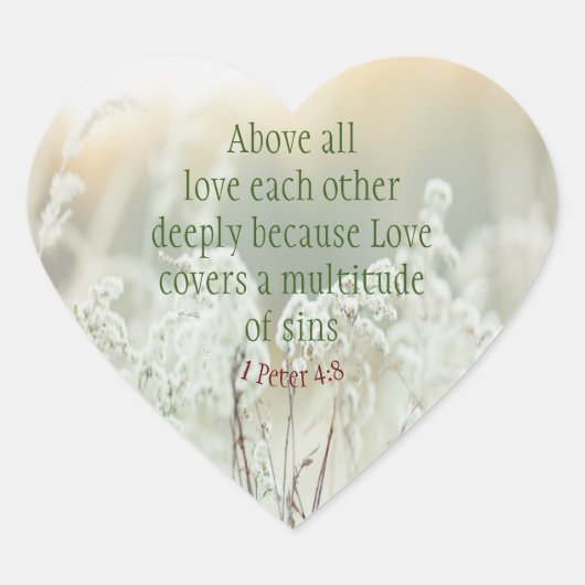 1 Peter 4|:8 Bovenal Liefde Zeer Inspirerend Hart Sticker (Voorkant)