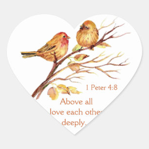 1 Peter 4:8 houdt van elkaar de Gevallen van de Sc Hart Sticker