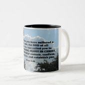 1 Peter 5:10 En nadat je een beetje hebt geleden Tweekleurige Koffiemok (Voorkant rechts)