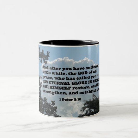 1 Peter 5:10 En nadat je een beetje hebt geleden Tweekleurige Koffiemok (Center)
