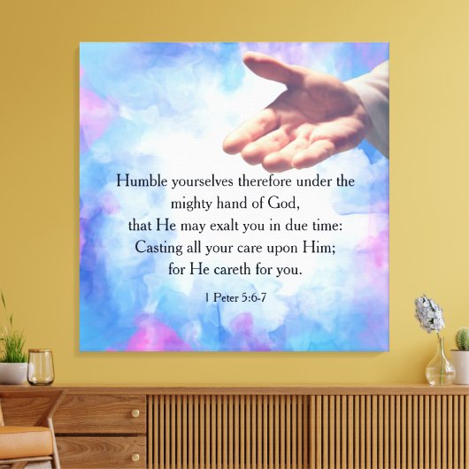1 Peter 5:6-7 Canvas Afdruk (Insitu (Woonkamer))