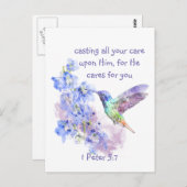 1 Peter 5:7 Al je zorg op je eigen prijsopgave Briefkaart (Voorkant / Achterkant)