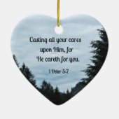 1 Peter 5:7 Al je zorgen over hem... Keramisch Ornament (Achterkant)