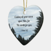 1 Peter 5:7 Al je zorgen over hem... Keramisch Ornament (Links)
