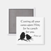 1 Peter 5:7 Al Uw Cares op hem gooien Magneet (Voorkant / Achterkant)