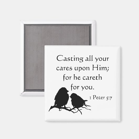 1 Peter 5:7 Al Uw Cares op hem gooien Magneet (Voorkant / Achterkant)