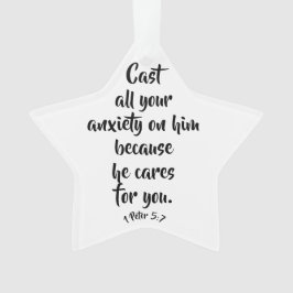 1 Peter 5:7 Bijbel angst Verse Aangepast Ornament