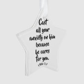1 Peter 5:7 Bijbel angst Verse Aangepast Ornament (voorkant)