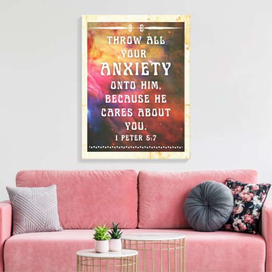 1 Peter 5:7 canvas print (Insitu (Woonkamer))