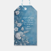 1 Peter 5:7 “Cast All Your Anxiety” Blue Floral Cadeaulabel (Voorkant)