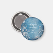 1 Peter 5:7 “Cast All Your Anxiety” Blue Floral Magneet (Voorkant / Achterkant)