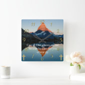 1 Peter 5:7 Christelijk Faith moutain-meer Vierkante Klok (Huis)