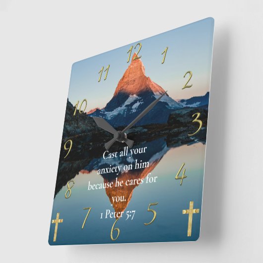 1 Peter 5:7 Christelijk uitzicht van het Faith mou Vierkante Klok (Hoek)
